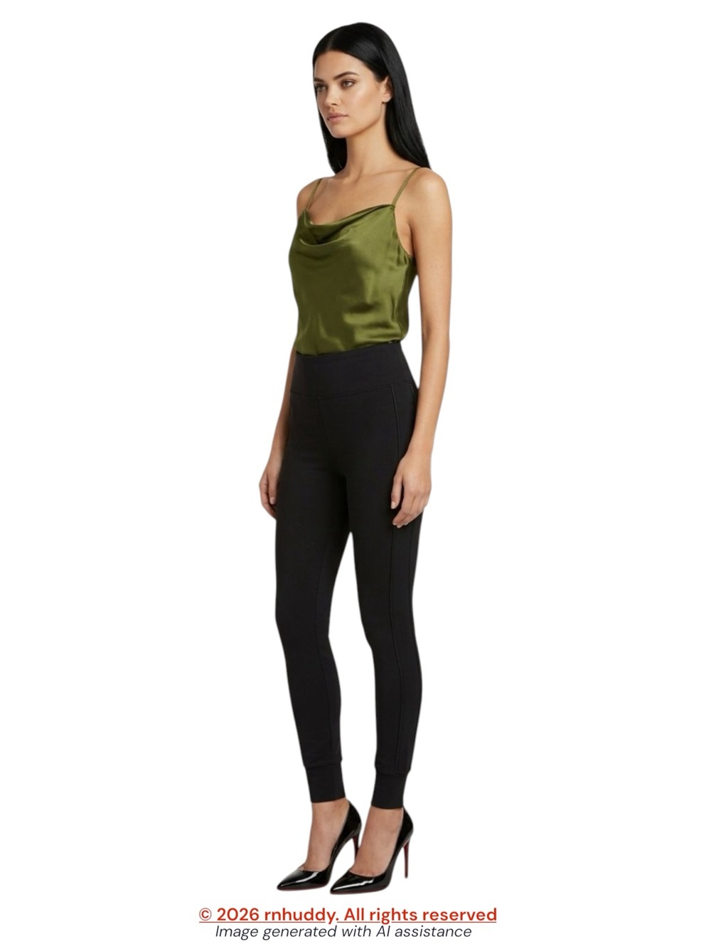 Vince L black side faux leather piping pull on pant